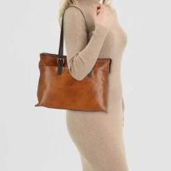 Castelijn & Beerens Rien Schultertasche RFID Schutz Leder 40 cm Laptopfach