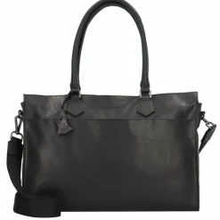 Greenburry Pure Black Schultertasche Leder 40 cm Laptopfach