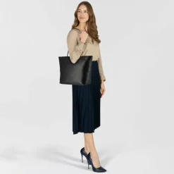 Greenburry Pure Black Shopper Tasche Leder 35 cm Laptopfach