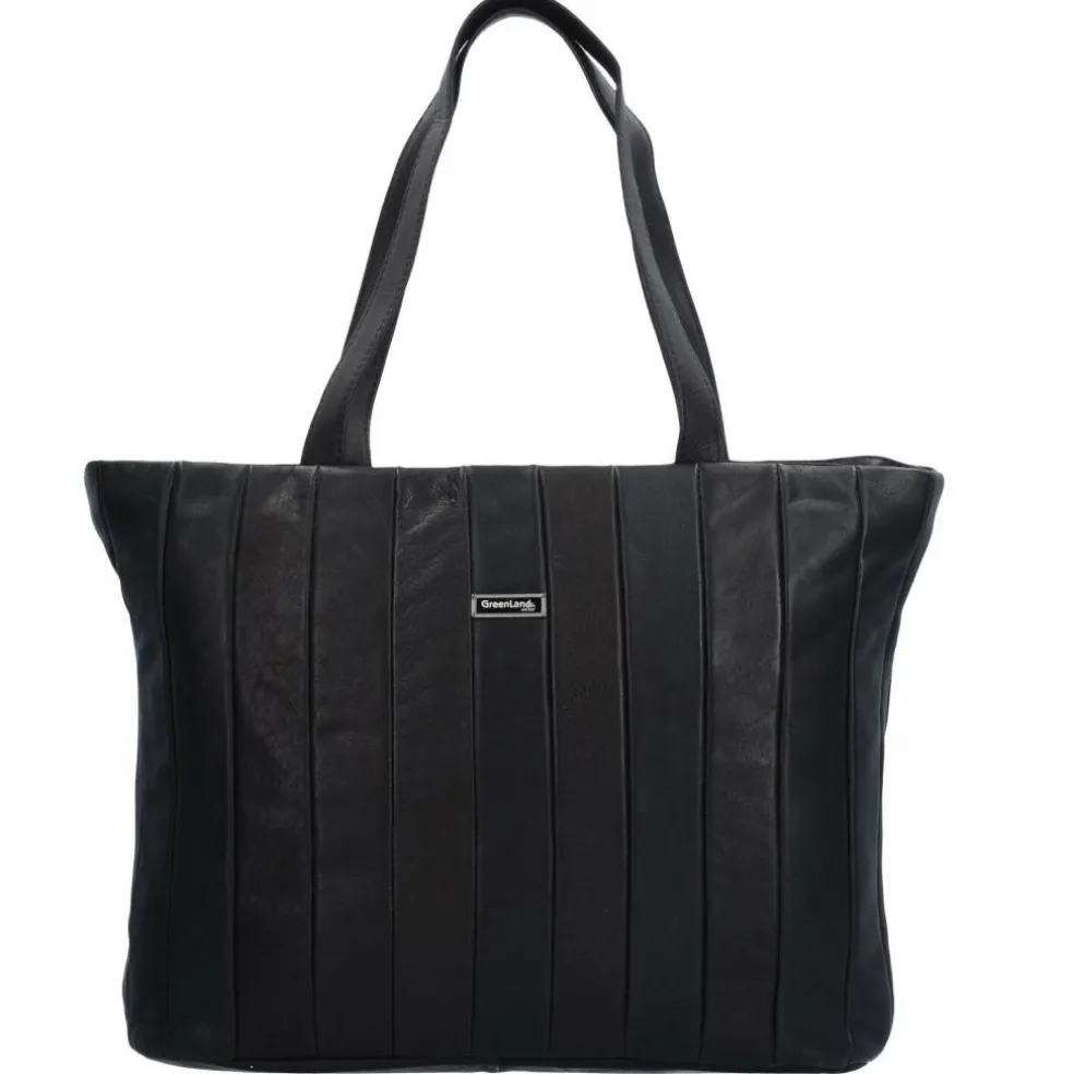Greenland Nature Black Nappa Shopper Tasche Leder 37 cm