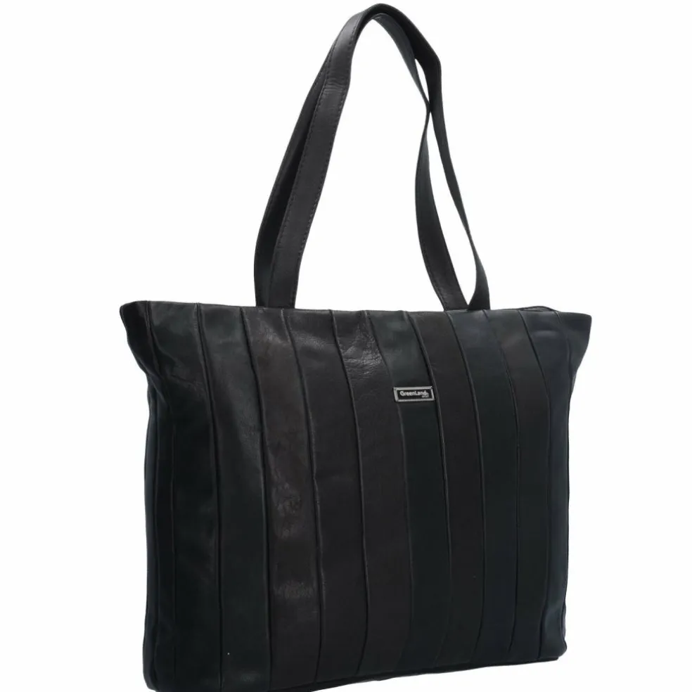 Greenland Nature Black Nappa Shopper Tasche Leder 37 cm