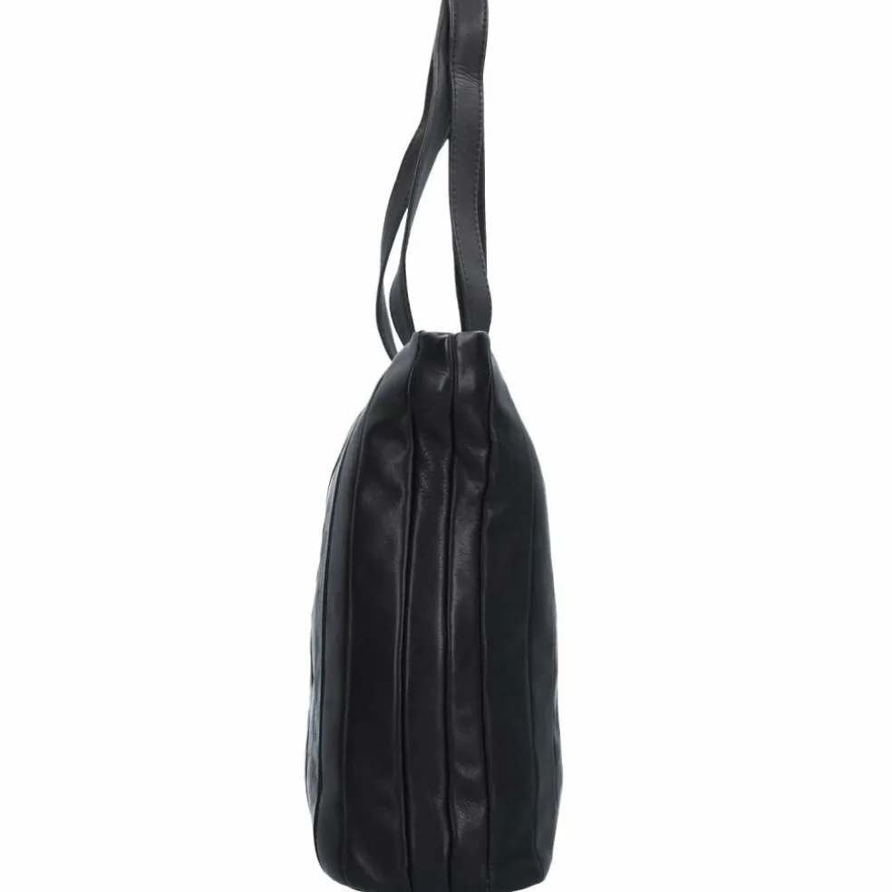 Greenland Nature Black Nappa Shopper Tasche Leder 37 cm