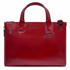 Piquadro Blue Square Shopper Tasche Leder 38 cm Laptopfach mit Dehnfalte