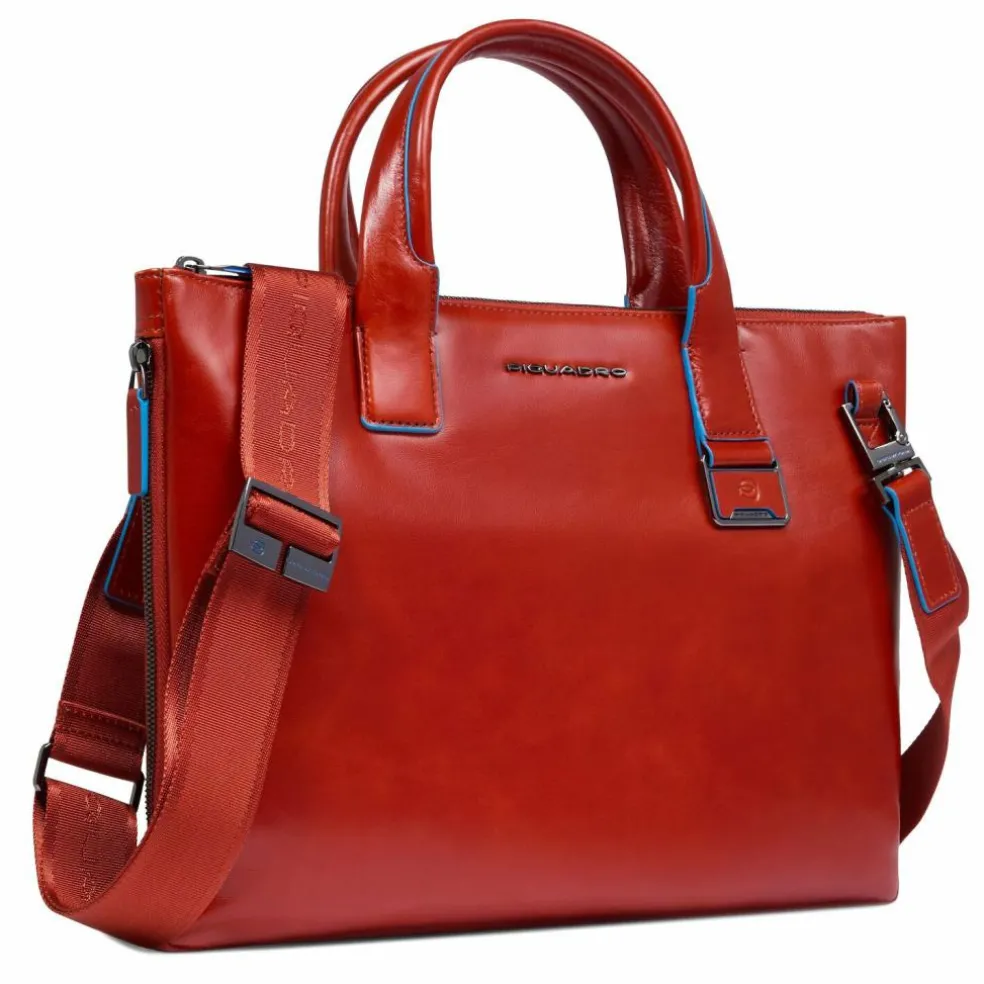 Piquadro Blue Square Shopper Tasche Leder 38 cm Laptopfach mit Dehnfalte