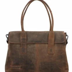 Plevier Retro Lamarr Schultertasche Leder 45 cm Laptopfach