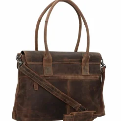 Plevier Retro Lamarr Schultertasche Leder 45 cm Laptopfach