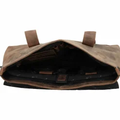 Plevier Retro Lamarr Schultertasche Leder 45 cm Laptopfach